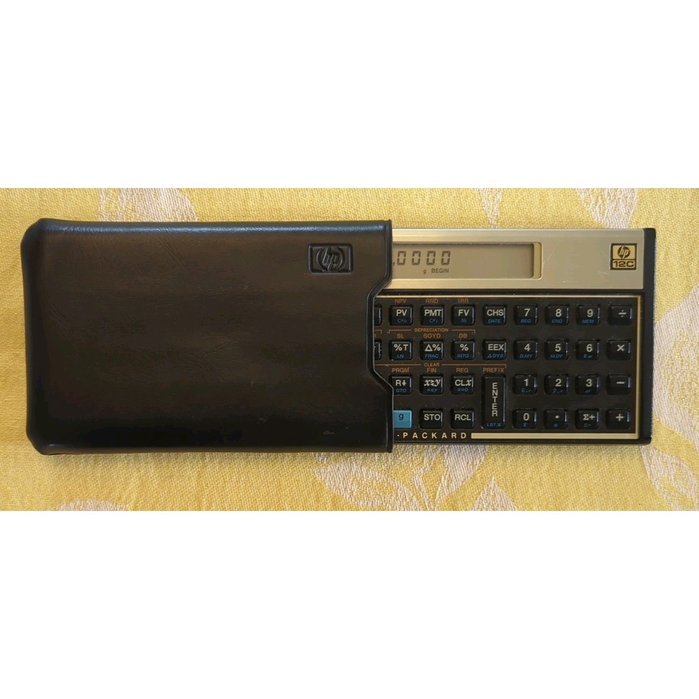 Vintage HP 12C Financial Calculator w/ OEM Case Tested Working